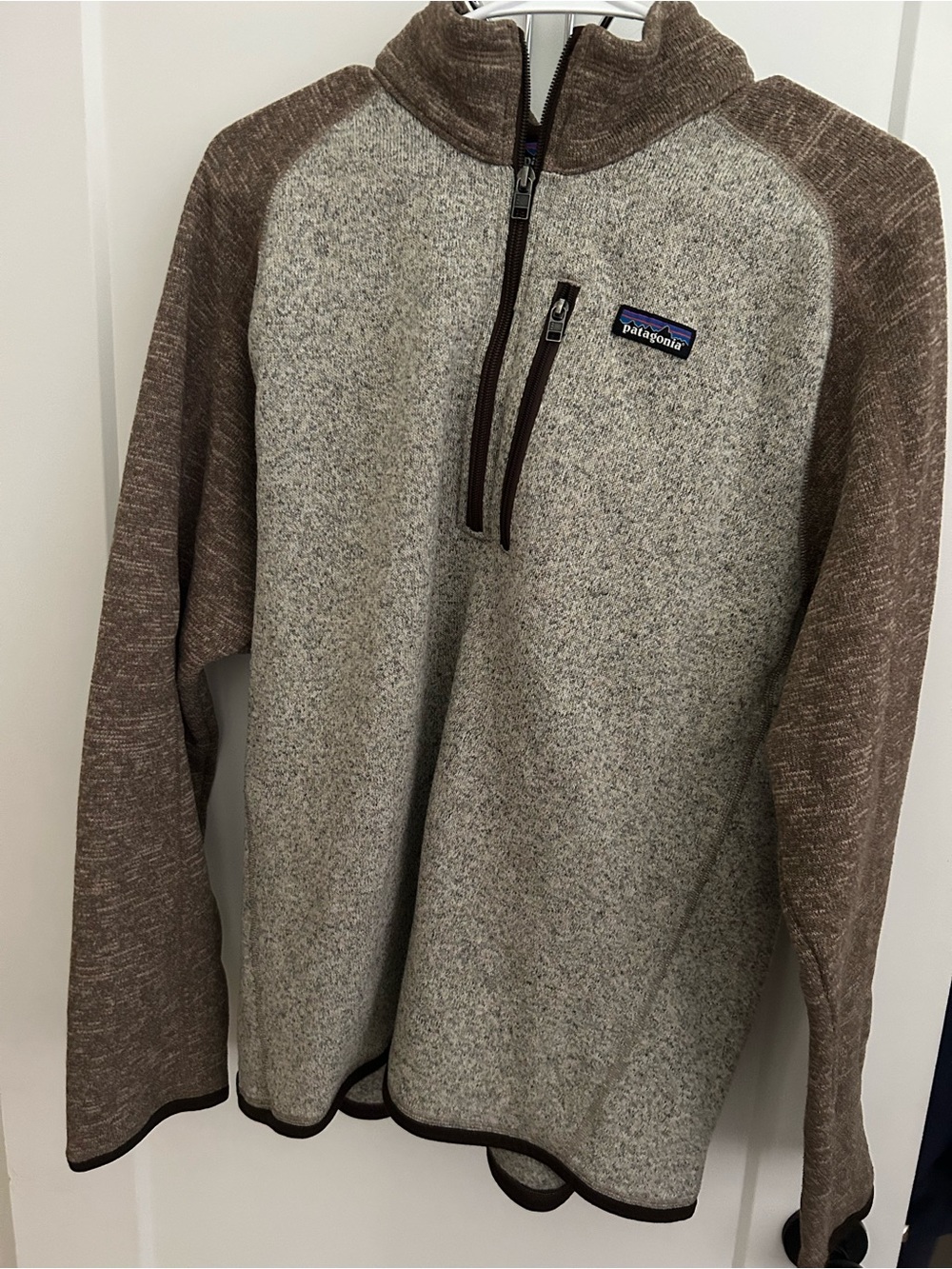 Patagonia Men's Brown and Heather Gray Half-Zip Pullover